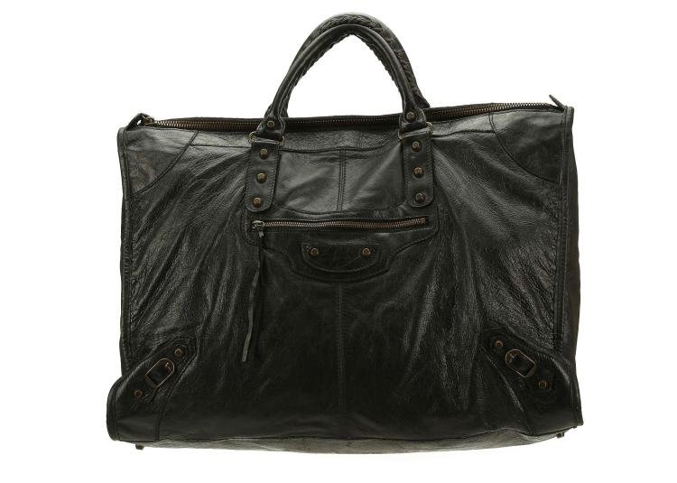 Balenciaga extra large City bag: Balenciaga extra large City bag, distressed black leather, with extra tassels and mirror, 50cm wide, 38cm high, with dust bag