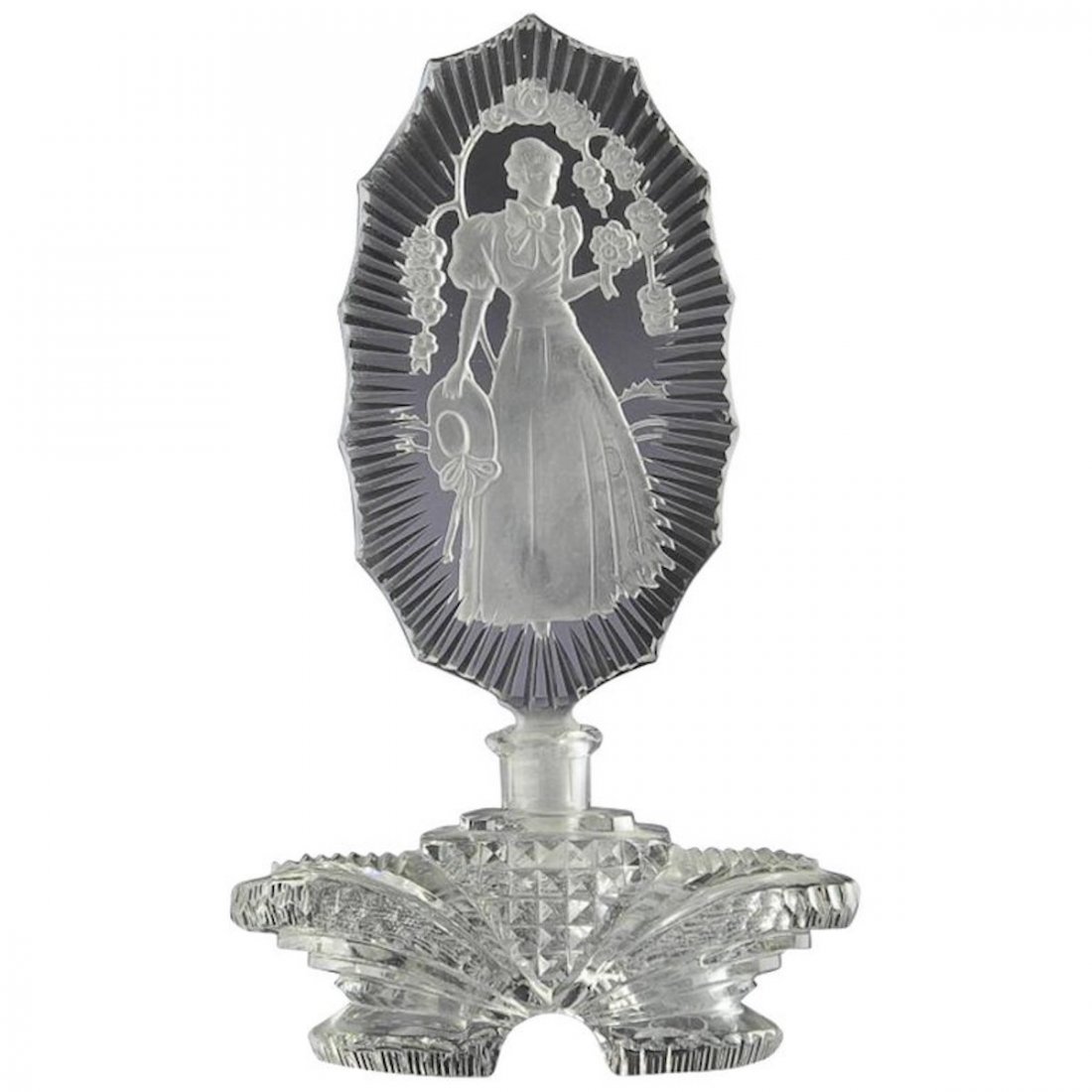 Czech Glass Perfume Bottle with Intaglio Stopper (1 of 3)