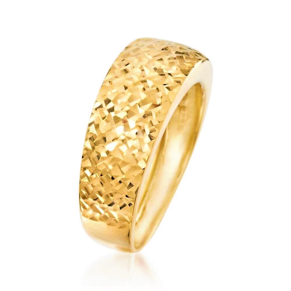 18kt Solid Yellow Gold Diamond-Cut Ring - 2