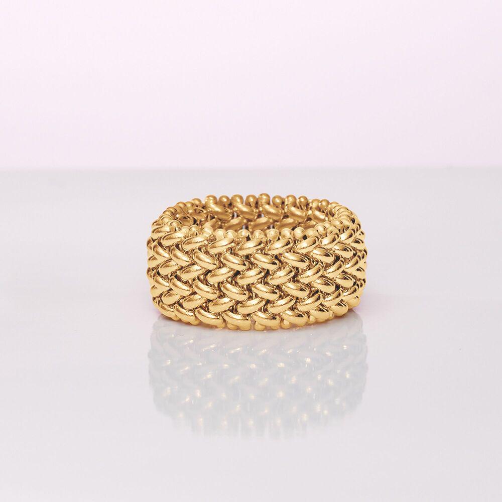 18k Solid Yellow Gold Beaded Mesh Ring SIZE 7 - 4