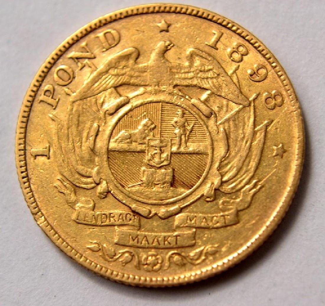 SOUTH AFRICAN 1898 GOLD KRUGER 1 POND in good (1 of 2)