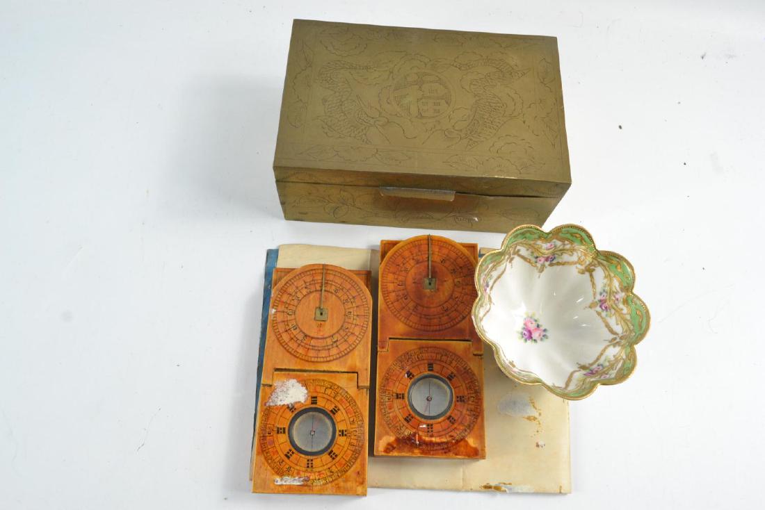 Chinese compass, box and Noritake bowl etc: Chinese compass, box and Noritake bowl etc