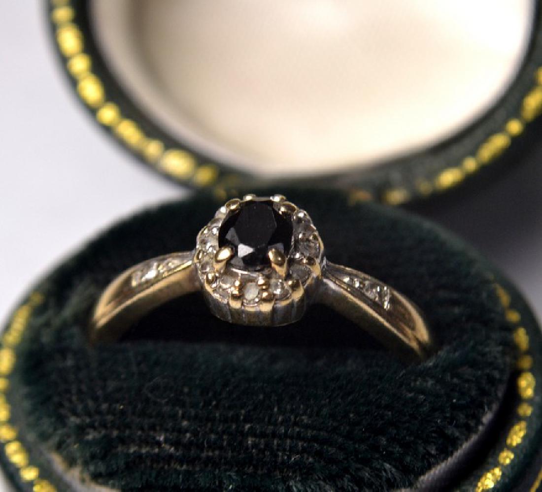 Ladies 9ct sapphire and diamond ring size inbetween P & (1 of 1)