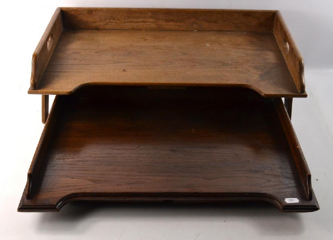 Two sturdy vintage oak breakfast bed trays with (1 of 1)