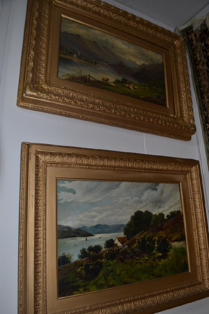 Two late 19th century gilt framed river scenes in oil, (1 of 1)