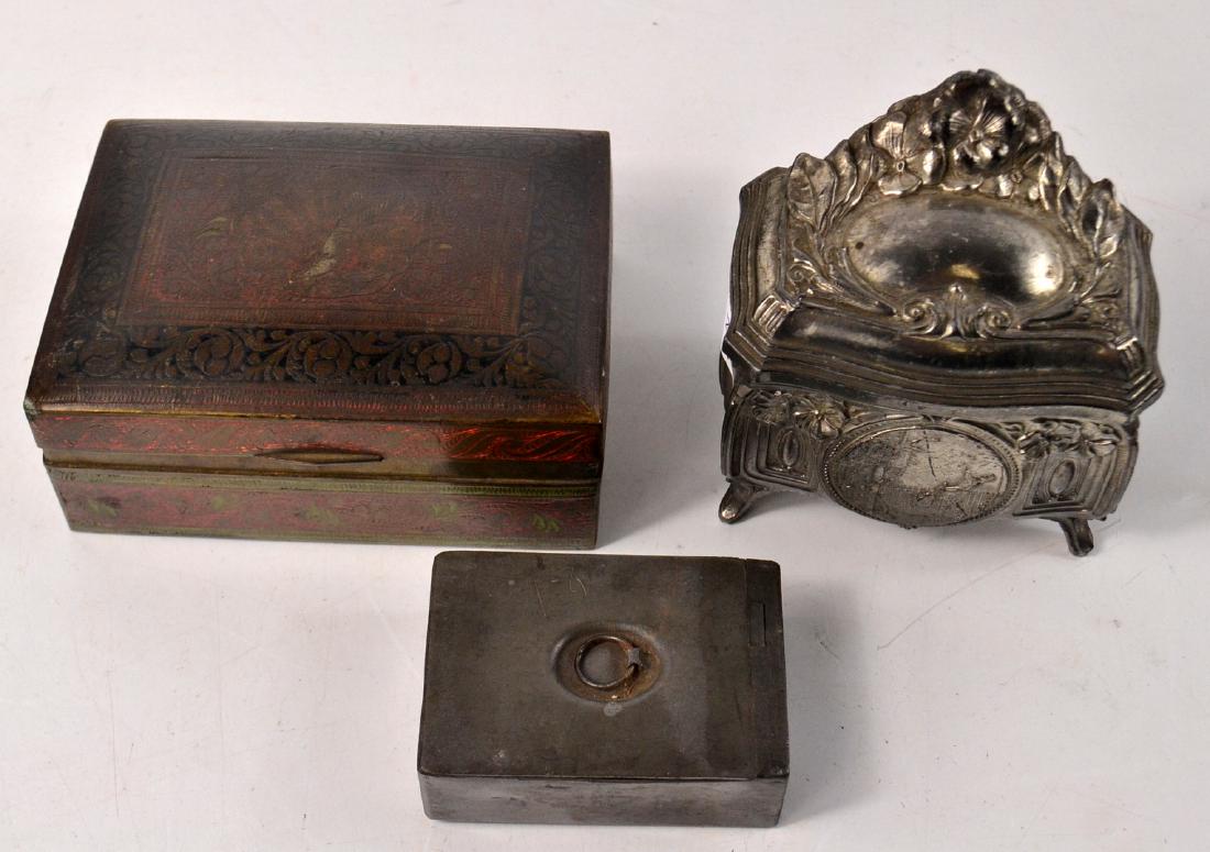 A closonier cigarette box L 12cm x W 9cm c1900's and a (1 of 9)