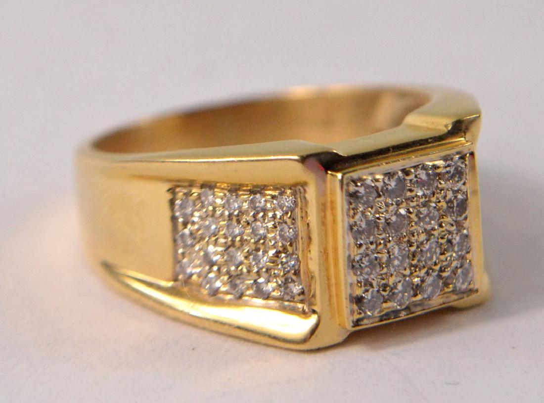 Gents 18 carat gold and diamond signet style set ring, (1 of 4)