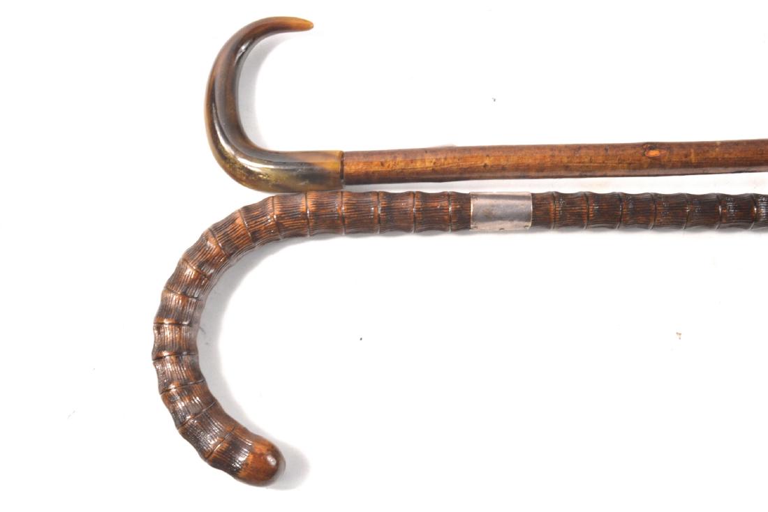 Vintage ladies walking pole and stick, silver mount on (1 of 1)