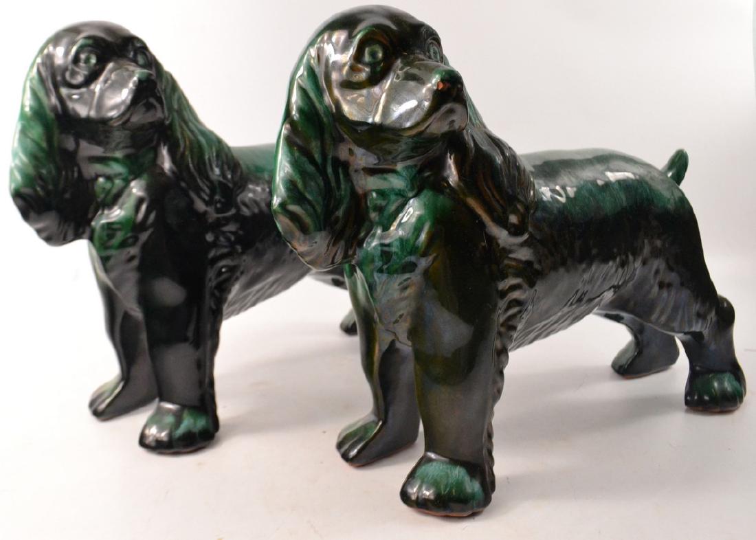 STUNNING CANADIAN BLUE MOUNTAIN Pair of large pottery: STUNNING CANADIAN BLUE MOUNTAIN Pair of large pottery Spaniel dogs, one of the tails is damage repaired, but otherwise all intact L: 34cm approx H: 30cm approx