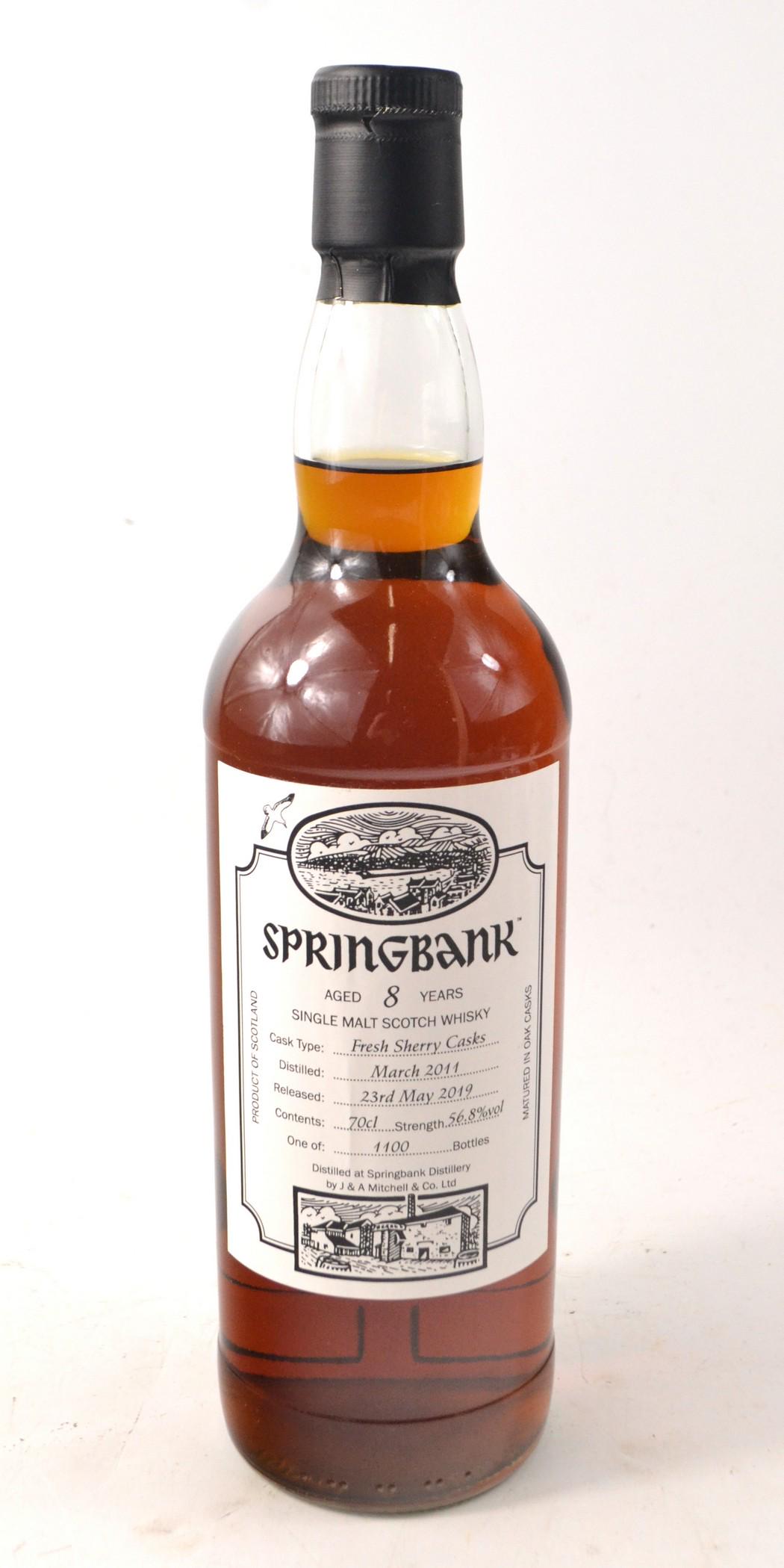 SPRINGBANK 8 year old single malt scotch whisky 70cl: SPRINGBANK 8 year old single malt scotch whisky 70cl Spring Bank 8 year old cask strength open day bottling 2019 from Campbeltown malt festival 2019. Festival only bottling, not available for general