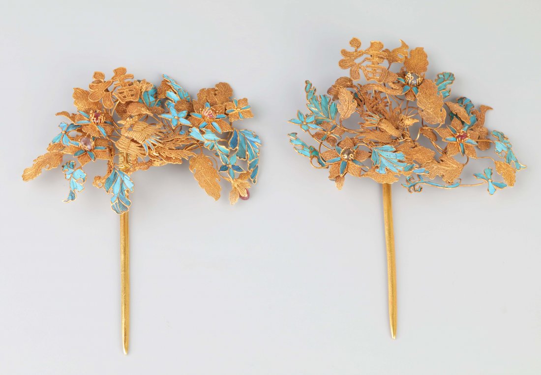 Qing Dyn. Gilt-Silver (yin liu jin) Hairpins (1 of 6)