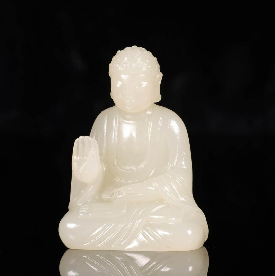 CHINESE QING JADE SAKYAMUNI STATUE (1 of 8)