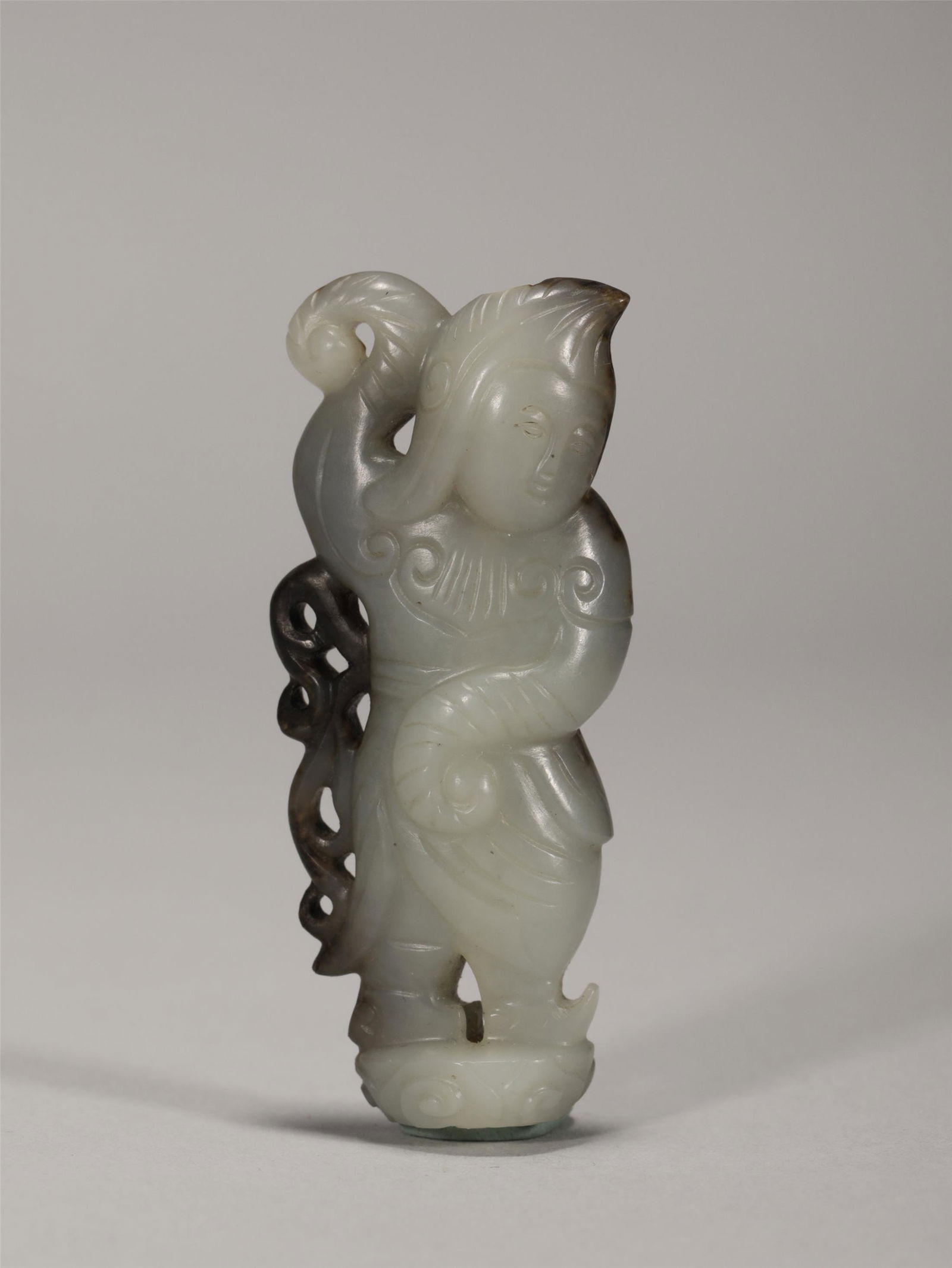 A JADE CARVING PIECE WITH HUMAN FIGU (1 of 7)