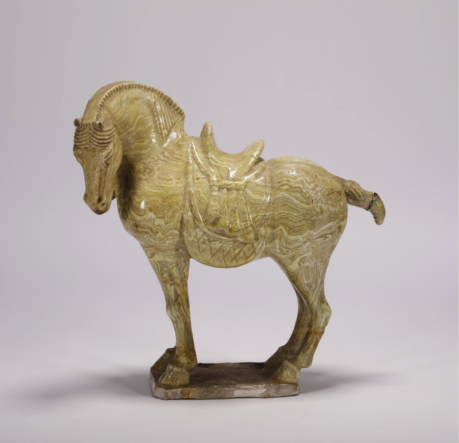 A TWISTED GLAZE POTTERY HORSE FIGURINE (1 of 8)