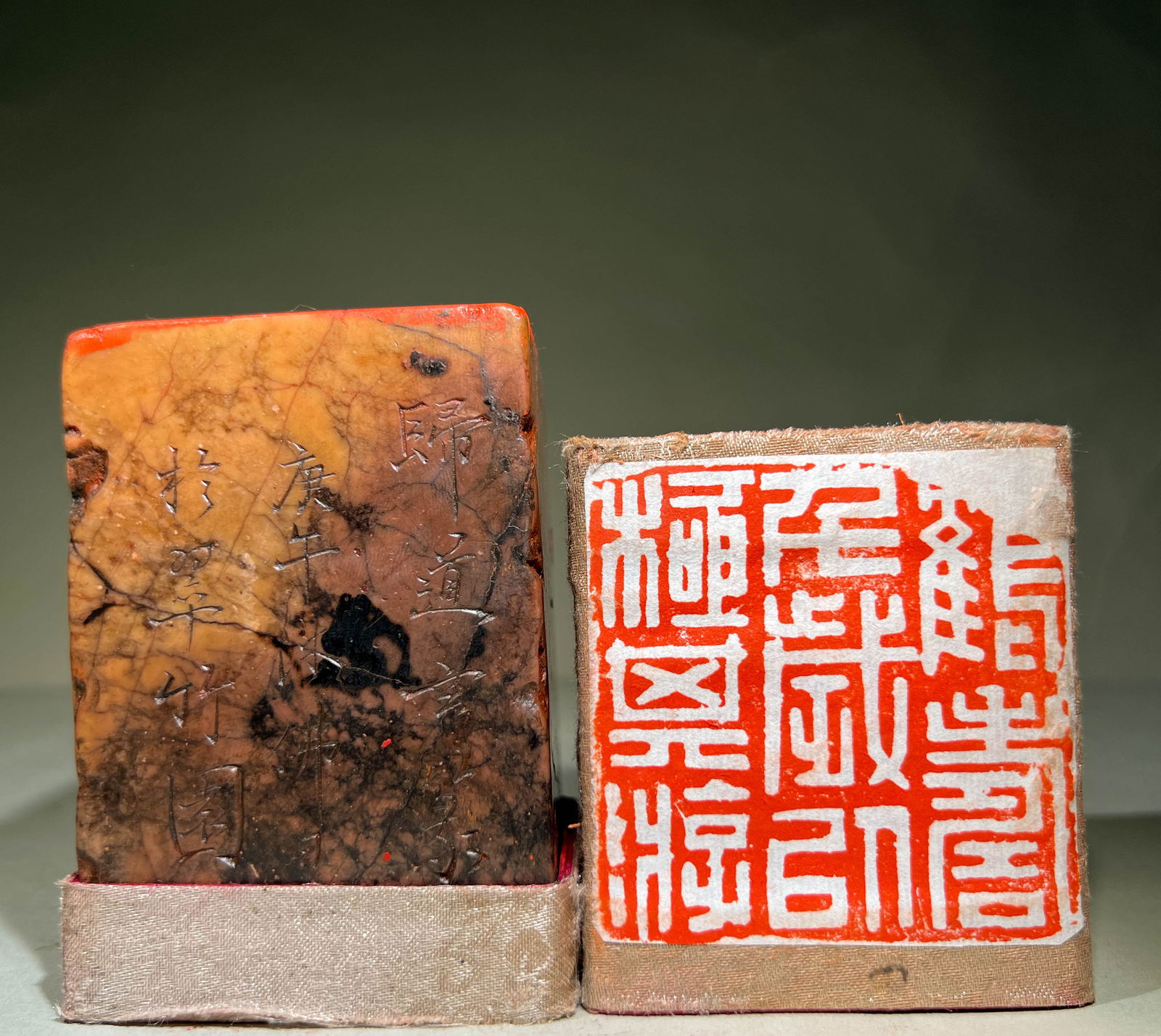 Qing Dynasty Shoushan Stone Seal: H:10CM D:7.2CM