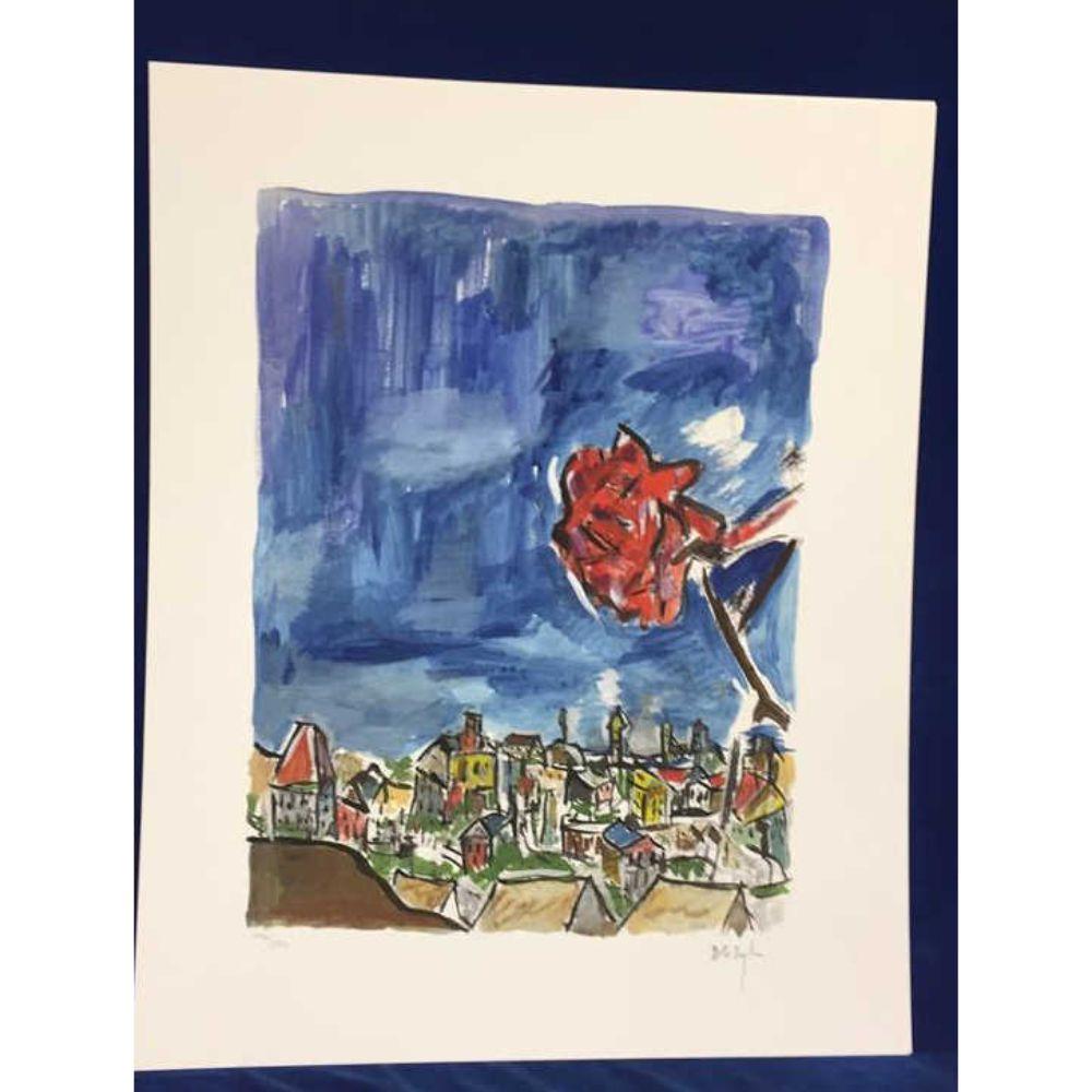 Artist Signed Ltd Edition (196/295) - Bob Dylan: 2009 The Drawn Blank Series "Rose on a Hillside" Giclee Print w/Orig Folio (27 1/2" X 22") w/Certificate of Authenticity which also autographed by Bob Dylan