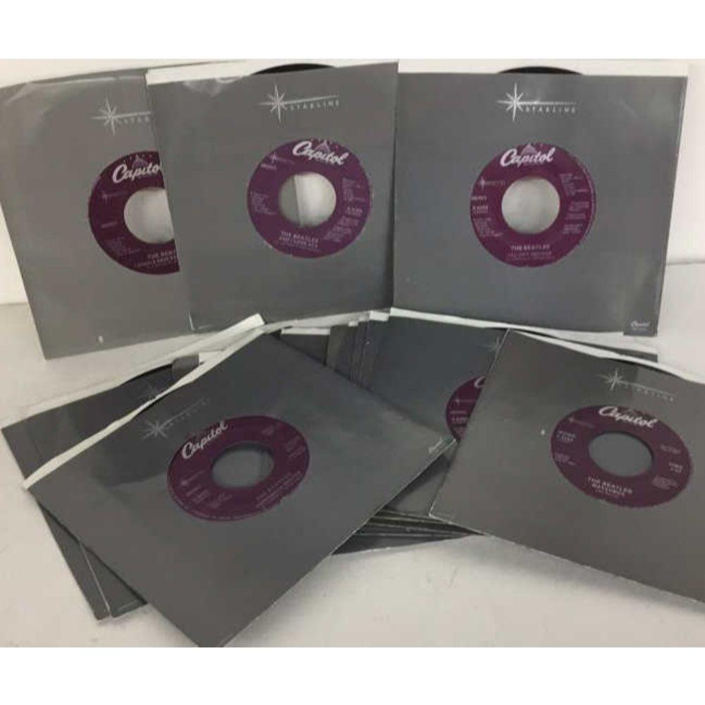 New/Old Dealer Stock - (15 Different) 1988: Series Beatles 45 RPM Records w/Orig Sleeves - Capitol Records X6279 Can't Buy Me Love, X6281 Hard Day's Night, X-6282, I'll Cry Instead, X-6283 And I Love Her, X-6284 Matchbox, X-6286 I Feel Fine, X-