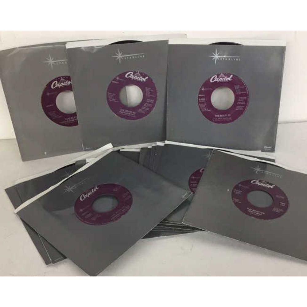 New/Old Dealer Stock - (15 Different) 1988: Starline Series Beatles 45 RPM Records w/Orig Sleeves - Capitol Records X6279 Can't Buy Me Love, X6281 Hard Day's Night, X-6282, I'll Cry Instead, X-6283 And I Love Her, X-6284 Matchbox, X-6286 I Feel