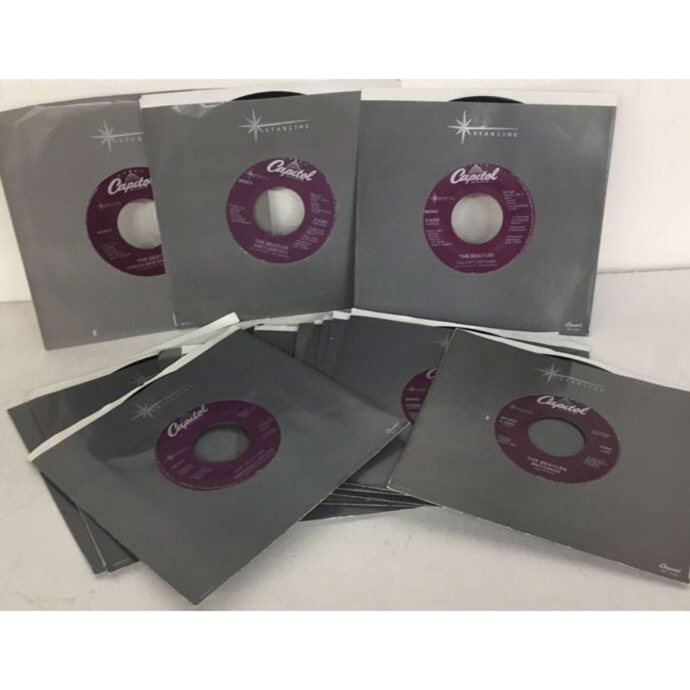New/Old Dealer Stock - (15 Different) 1988: Starline Series Beatles 45 RPM Records w/Orig Sleeves - Capitol Records X6279 Can't Buy Me Love, X6281 Hard Day's Night, X-6282, I'll Cry Instead, X-6283 And I Love Her, X-6284 Matchbox, X-6286 I Feel