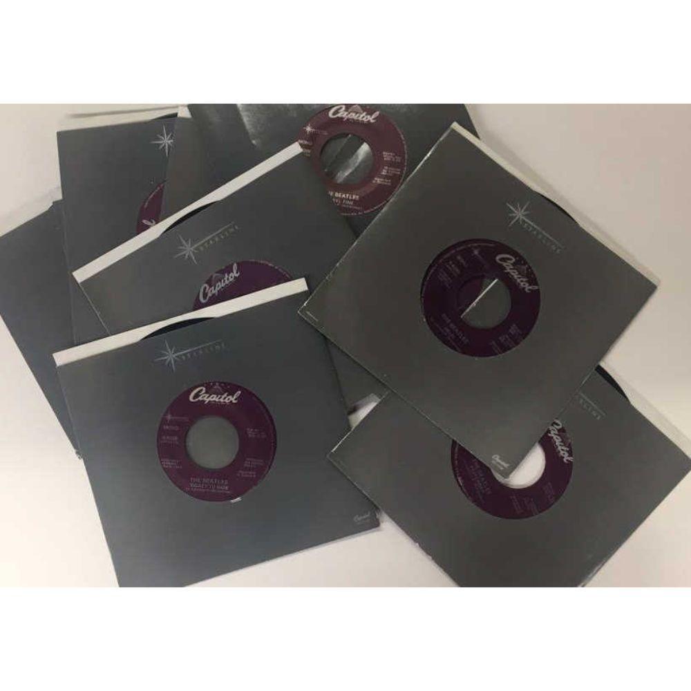 New/Old Dealer Stock - (14 Different) 1988: Starline Series Beatles 45 RPM Records w/Orig Sleeves - Capitol Records X6279 Can't Buy Me Love, X6281 Hard Day's Night, X-6282, I'll Cry Instead, X-6283 And I Love Her, X-6284 Matchbox, X-6286 I Feel