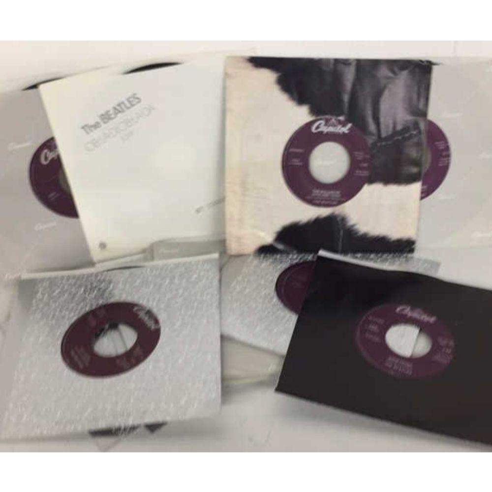 New/Old Dealer Stock - (14 Different) 1988 Beatles: Capitol Records Purple Label Re-Issue 45 RPM Records w/Orig Sleeves - 2056 Hell Goodbye, 2138 Lady Madonna, 2276 Hey Jude, 2490 Get Back, 2531 Ballad of John & Yoko, 2654 Something, 2764 Let It Be, 28