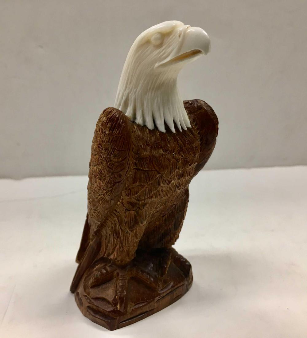 Carved Ivory And Wood Eagle Very Detailed