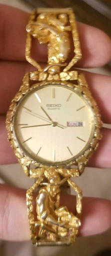 Seiko Gold Nugget Miner Motif Watch