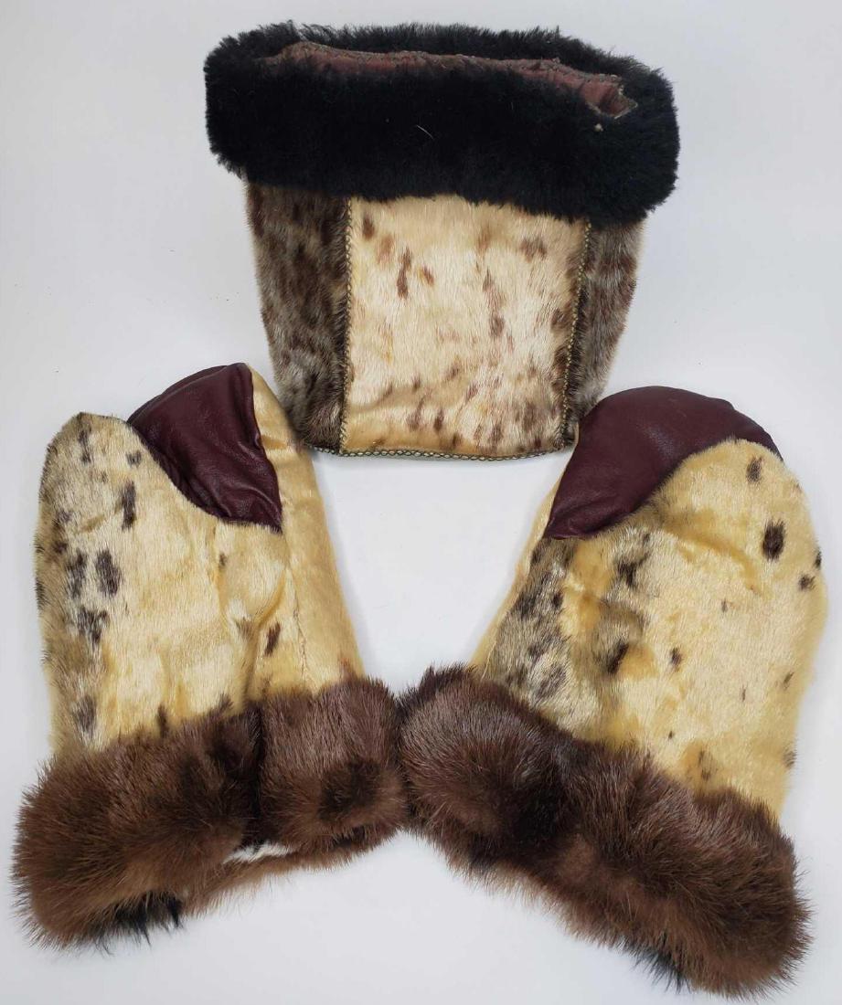 Eskimo seal fur satchel and mittens (1 of 2)