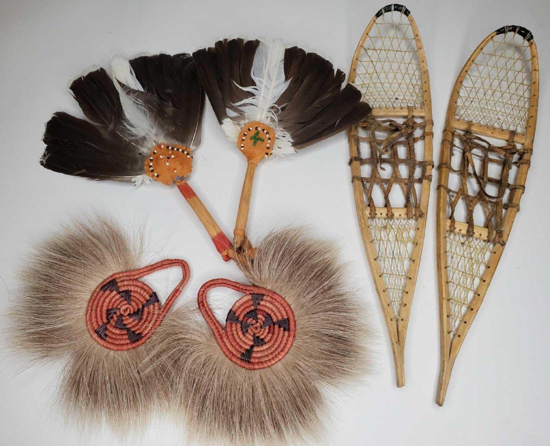 Two pairs of Yup'ik dance fans, miniature snow shoes (1 of 4)