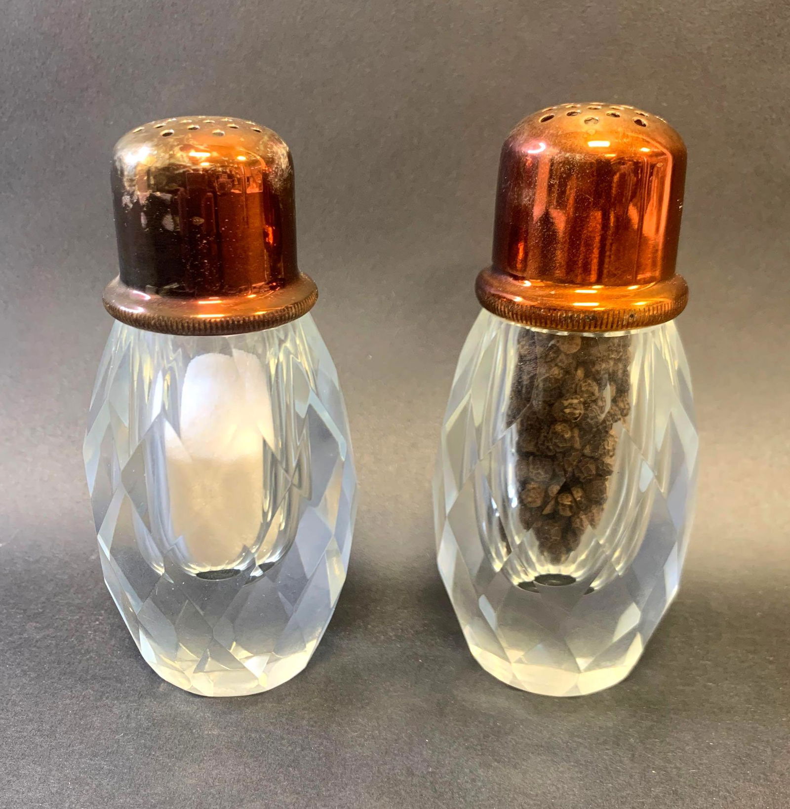 Copper Capped Glass Salt & Pepper Shakers (1 of 3)