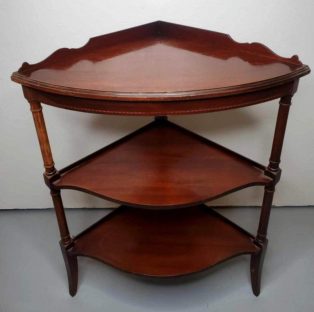 Vintage Three Tier Cherry Corner Shelf (1 of 3)