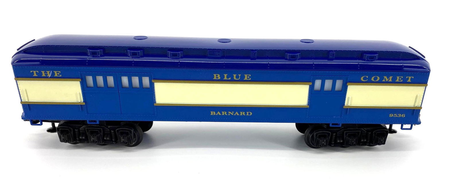 Lionel Blue Comet Passenger Car : Lionel 6-9536. Illuminated Blue Comet Barnard Passenger Car. In original box. Untested. O Gauge.