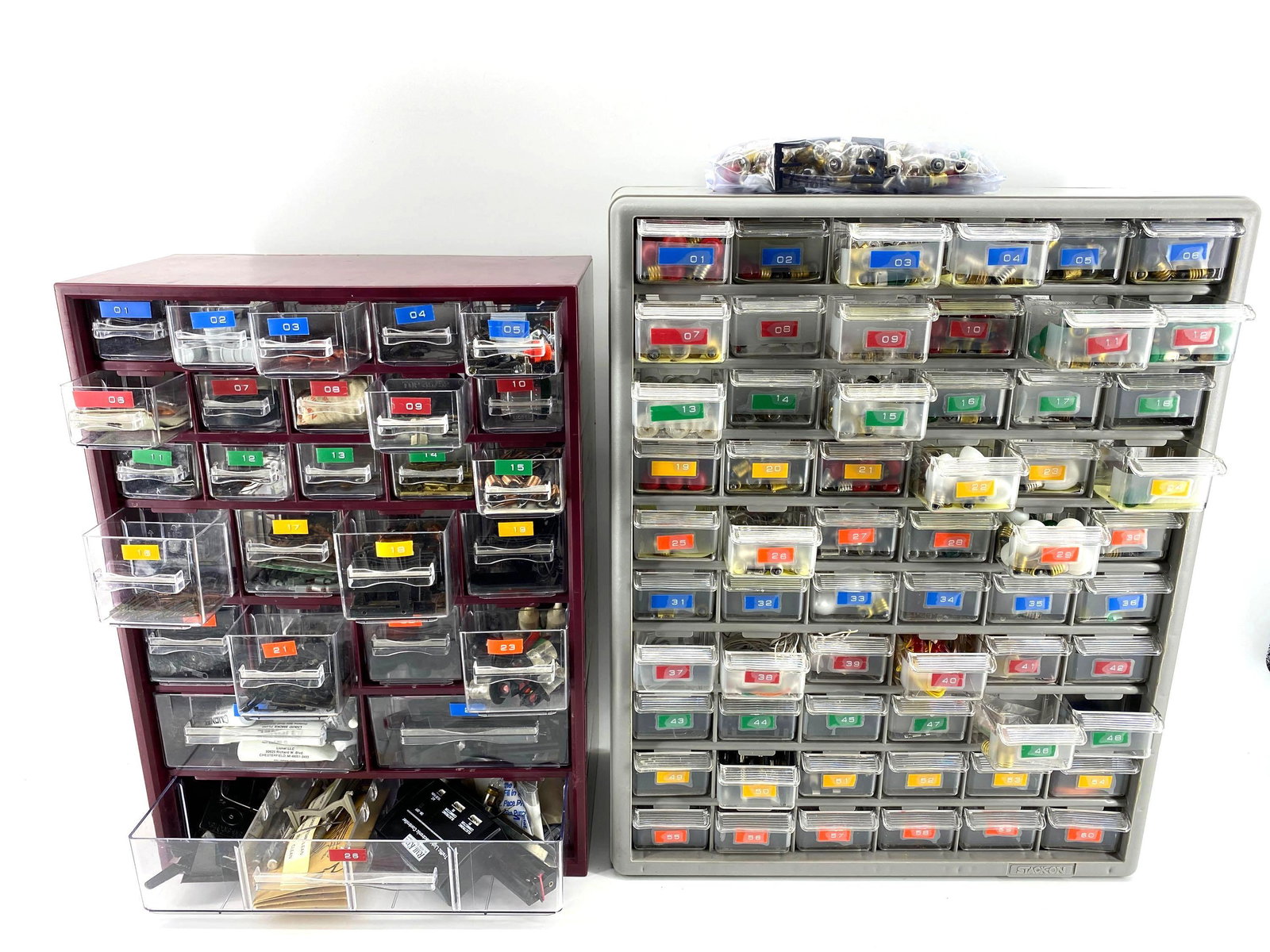 Two Organizers FULL of Train Hardware & Accessories: HUGE Lot of light bulbs, resistors, hardware and just about everything needed to maintain and fix a train set. O Gauge.