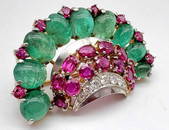 Exquisite Emerald, Ruby, Diamond, Platinum & 14k Yellow