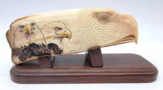 9.5" Long Carved Walrus Tusk Eagle w/Matching Colorized
