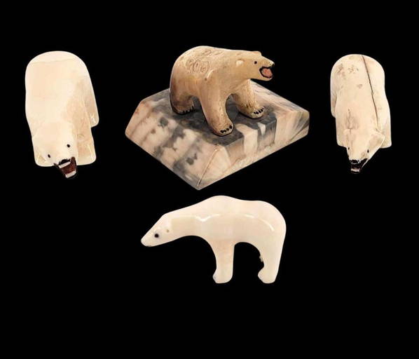 4x Polar Bear Walrus Tusk Carvings (#0063) on Sep 11, 2022 | Alaska