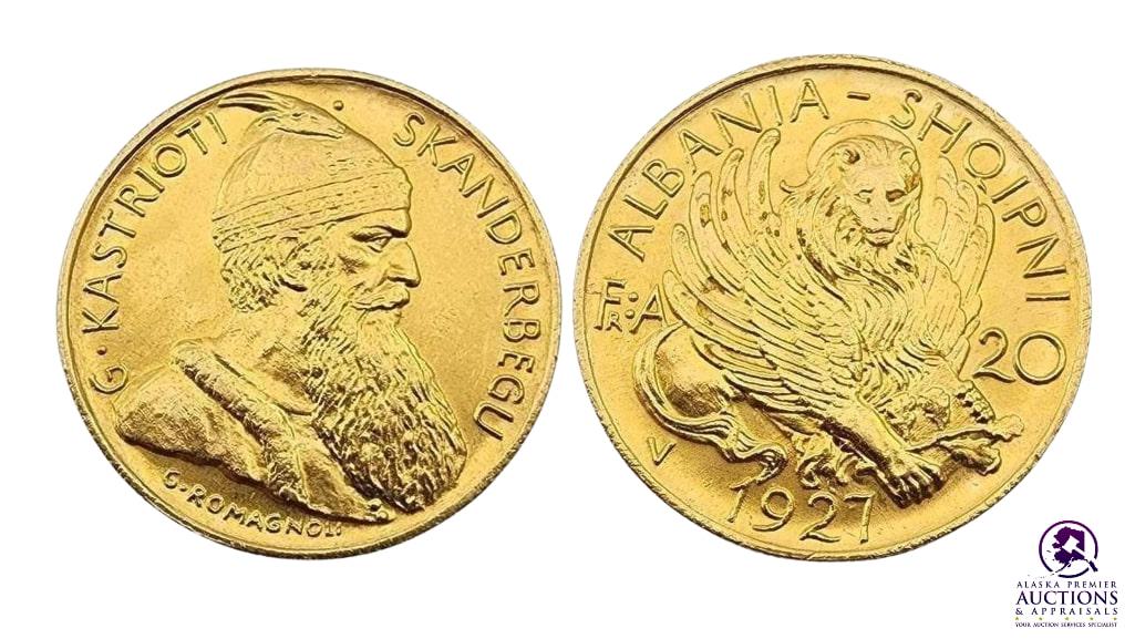 Albania 1927 20 Franga Ari Prince Skanderbeg Gold (1 of 4)