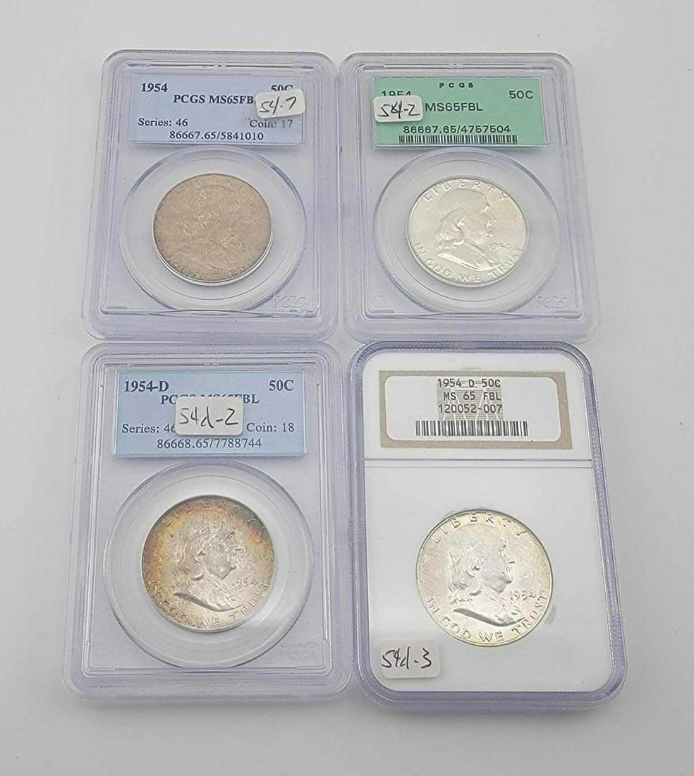4x 1954 & 1954-D MS65FBL Franklin Half Dollars (1 of 10)