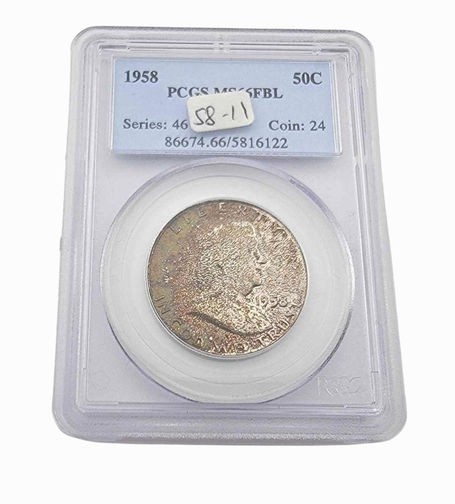 1958 MS66FBL Franklin Half Dollar (1 of 4)