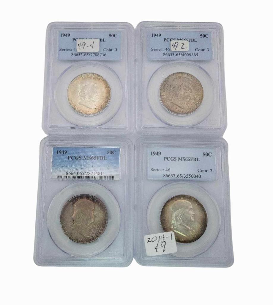 4x 1949 MS65FBL Franklin Half Dollars (1 of 10)