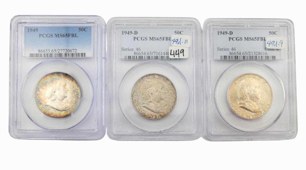 1949 & 1949-D MS65FBL Franklin Half Dollars (1 of 8)