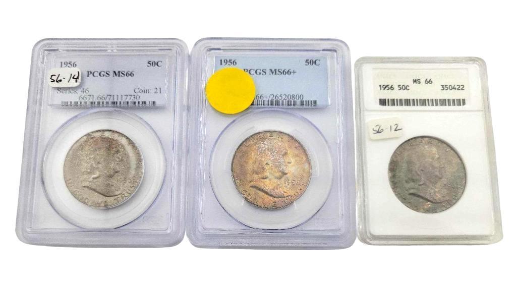1956 MS66 & MS66+ Franklin Half Dollars (1 of 8)