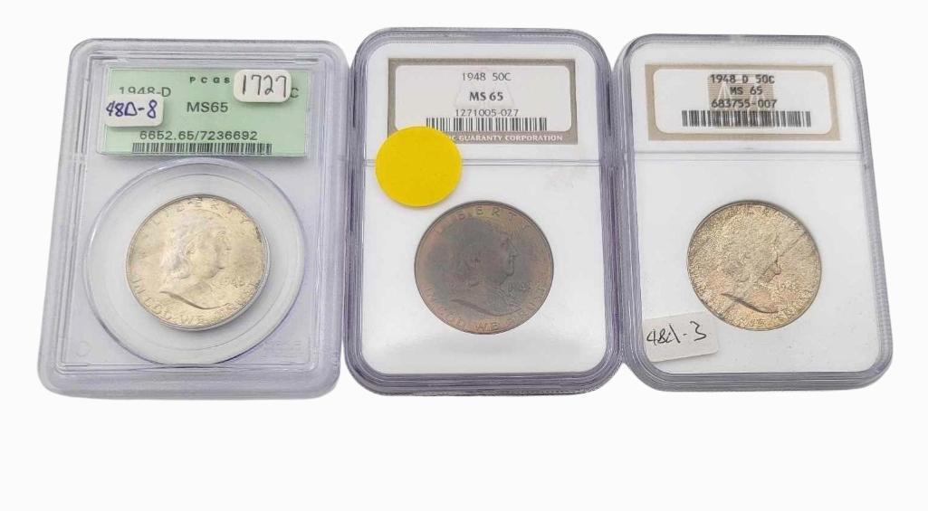 1948 & 1948-D MS65 Franklin Half Dollars (1 of 8)