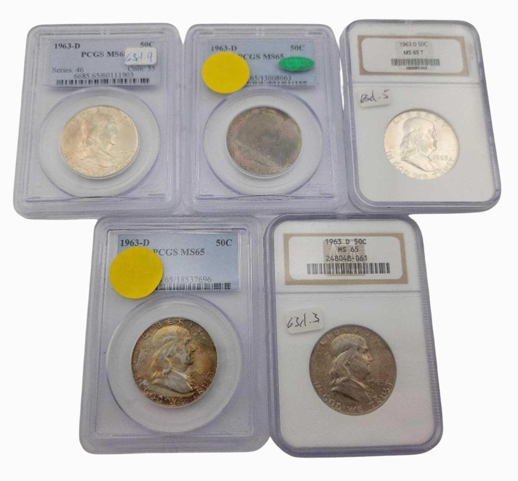 5x 1963-D Franklin Half Dollars (1 of 11)