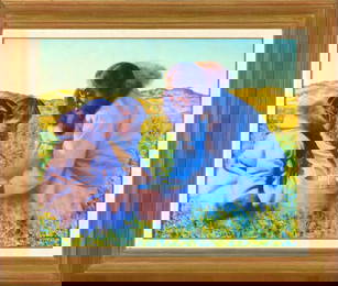 Fred Machetanz "The Berry Pickers!" Original Oil on Mas