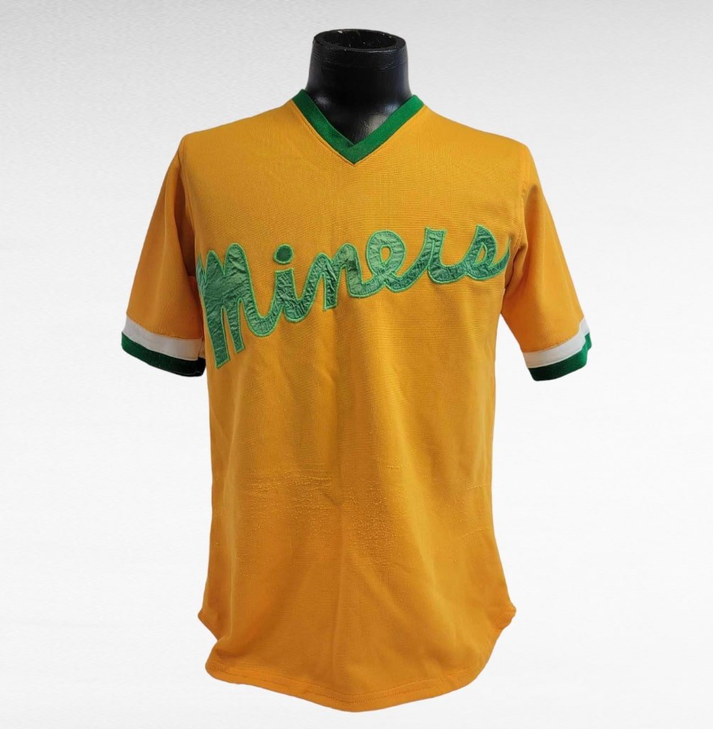 Mat Su Miners Vintage Baseball Jersey: A circa early 1980's scarce handmade baseball jersey, with #25 for the Matanuska Valley based Matu Su Miners, formerly the Valley Green Giants. Not many of these uniforms have survived over the years.