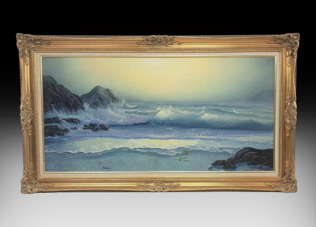 Joyce Ortner Oil On Canvas Of Breaking Waves