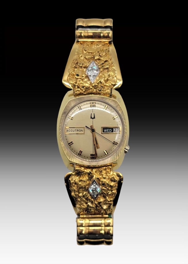 Bulova Accutron Gold Nugget Diamond Wristwatch