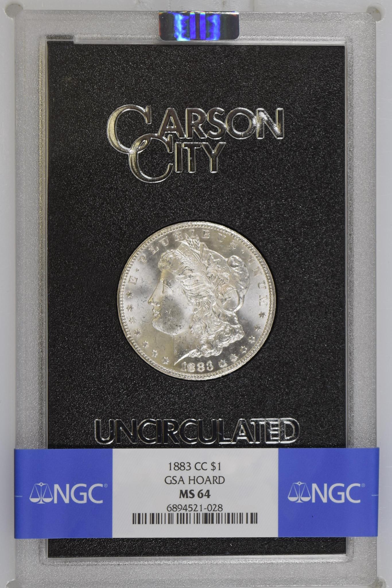 1883-CC $1 GSA Hoard Morgan Silver Dollar MS 64 NGC (1 of 4)