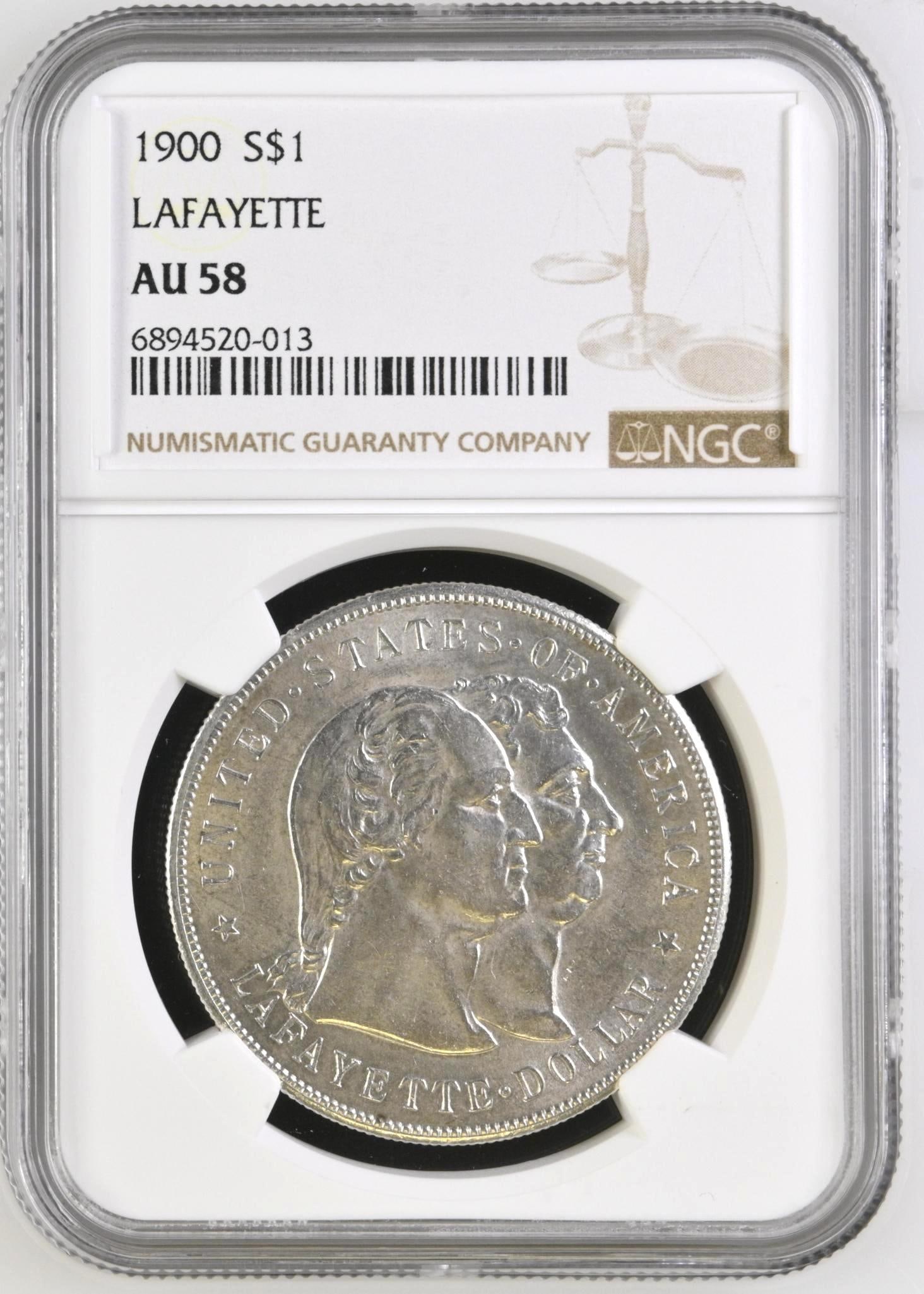 1900-S Lafayette Commemorative Silver Dollar AU 58 NGC (1 of 4)